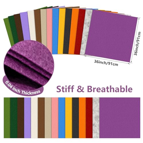 Purple Stiff Felt Sheet 36'' X 36'', 1mm Large Felt Fabric Sheet for Crafts - color: Purple