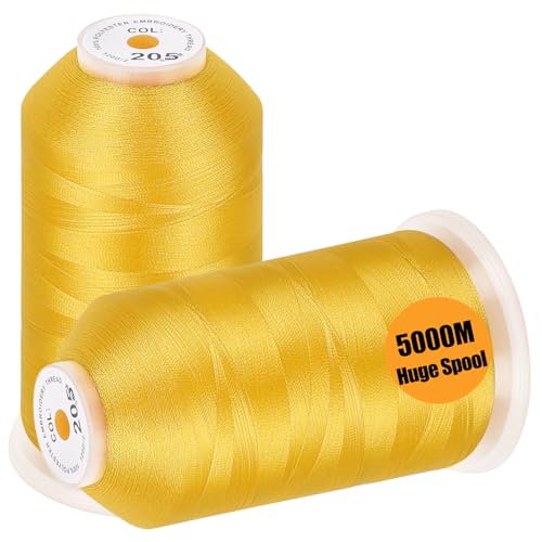 New brothread 2 Huge Spools Embroidery Machine Thread -Yellow - color: Yellow-205