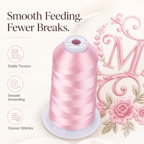 Simthread 5500Yds/5000M 40WT Polyester Embroidery Thread Peachy Pink S088 - color: Peachy Pink S088