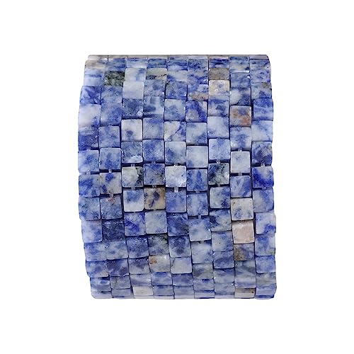 BEADIA Natural Blue Sodalite Square Stone Beads 4x4mm 85pcs Cube Loose Semi Gemstone Beads for Jewelry Making Design - color: Blue Sodalite