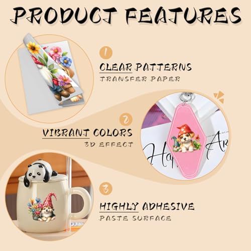UV DTF Stickers 105 Pcs Puppy Gnomes UV DTF Cup Wrap for Glass - style: Spring Puppy Gnomes
