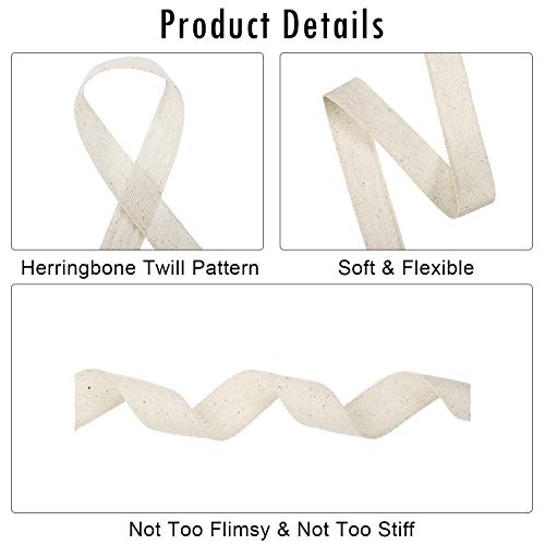 Willbond 100% Cotton Twill Tape 1/2 Inch X 25 Yards Herringbone,None - color: Beige, size: 1 Inch, 27 Yards