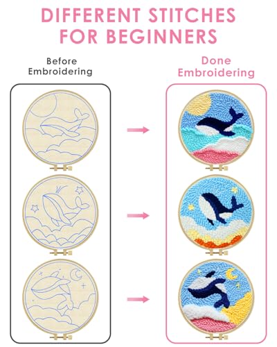 TINDTOP Punch Needle Kits, Punch Needle Embroidery Kits for Adults - color: Whale