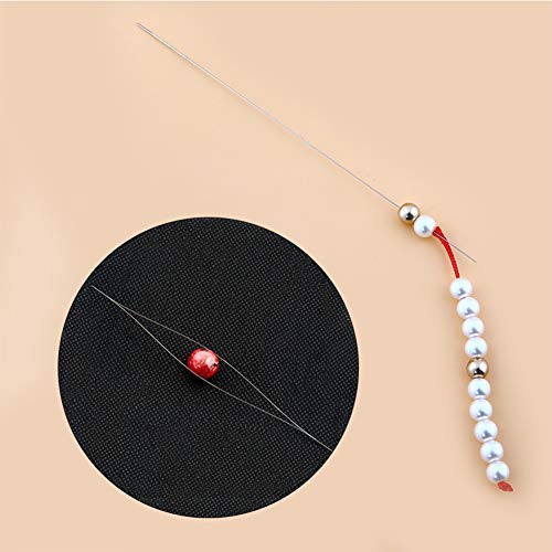32 Pieces Collapsible Beading Needles, Assorted Size Big Eye Beads Needles Seed Beads Needles Long Straight Embroidery Needles with Needle Bottle for Jewelry Making (5 Size)