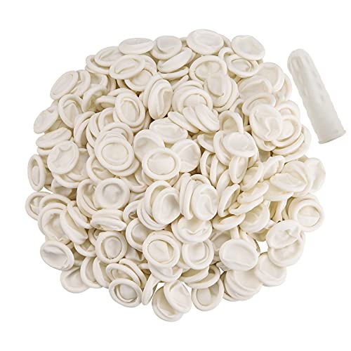 BTYMS 400 Count Latex Finger Cots Medium Fingertip Gloves Disposable Finger Rubber Tips Protector Anti-Static - size: Medium (Pack of 400)