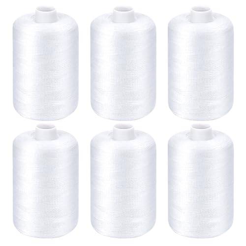 White Thread for Sewing, 6 Spools of 1000 Yards Polyester Quilting Thread - color: White