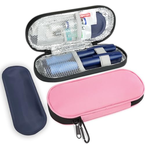 CDBXPRG Insulin Pen Cooler Travel Case, 2 TSA Approved Ice Packs Pink - color: Pink