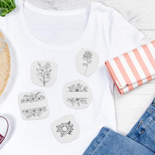 Rngmsi Water Soluble Embroidery Patterns - 2 Sheets Flower Design Stick and Stitch Papers Wash Away 44 Pcs Floral Plant Embroidery Transfer Patterns Stabilizers for Hand Sewing - color: Flower