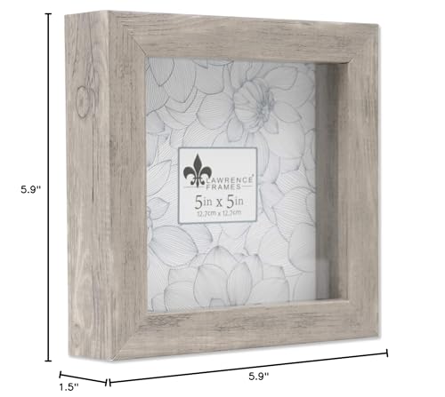 Lawrence Frames Shadow Box Frame, 5x5, Natural Gray - color: Natural Gray, size: 5 x 5 inches