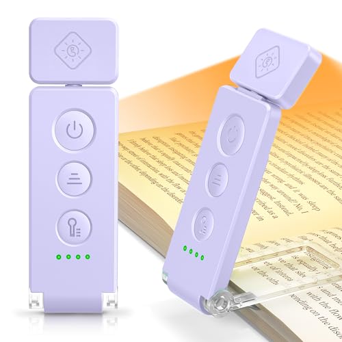 Glocusent Eye-Caring 12 LED Book Light, Compact Rechargeable Reading Light - color: Purple