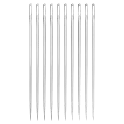uxcell 50 Pcs Large Eye Sewing Needles, 1.89 Inch 0.9mm High Carbon Iron Embroidery Thread Needle Sewing Big Eye Needle Knitting Needles for Hand Sewing Art Crafts, Silver - size: 48mm, 0.9mm