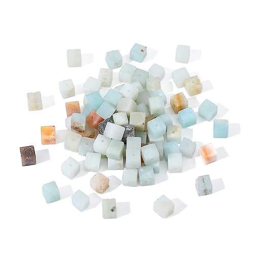 BEADIA Natural Amazonite Square Stone Beads 4x4mm 85pcs Cube Loose Semi Gemstone Beads for Jewelry Making Design - color: Amazonite