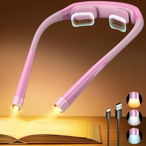 Glocusent Neck Light with Timer, 100 Hours Book Light for Bedtime Reading - color: Pink