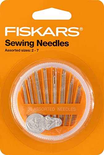 Fiskars 30-Piece Sewing Needle Set with Threader, Assorted Needles
