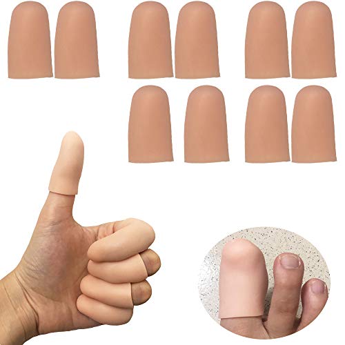 Kris-kikomy Gel Finger Protectors Finger Caps Silicone Fingertips Protection - Finger Cots Great for Trigger Finger, Finger Arthritis, Finger Cracking and Other Finger Pain Relief(Nude, Medium)