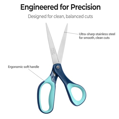 LIVINGO Titanium Scissors All Purpose - 3 Pack 8.5" Sharp Shears for Office