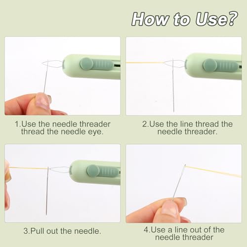 Automatic Needle Threaders Seam Ripper, Upgraded 3 in 1 Sewing Needle Threader Tool, 2Pcs Stretchable Quick Seam Rippers with Needle Storage for Hand Quilling, Embroidery Stitch Removal(Green) - color: Green