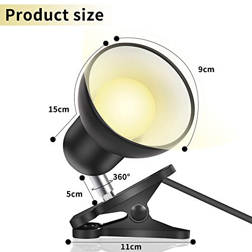 RONG&LAN Clip lamp,360° Rotation Clip on Lamp Portable Book Reading Light,Clamp on Desk/Table/Bunk Bed/Cupboard Home Lighting, (Desk lamp,Seven Colors for Your Choice) (White,R-88) - color: White,2