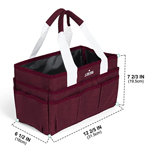 JJRING Craft Organizer Tote Bag Art Storage Caddy Dark Red - color: Dark Red, size: Small