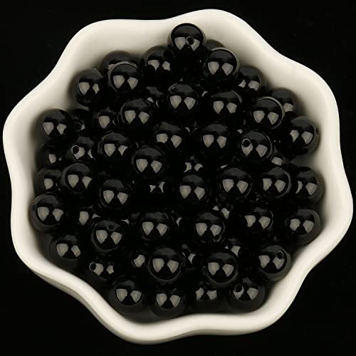 35pcs Round Loose Polish Black Agate Beads for Bracelet Beads，10mm Gemstone Bead Round Loose Stone Beads for Jewelry Making DIY Bracelet Necklace Earrings - color: black, size: 10mm