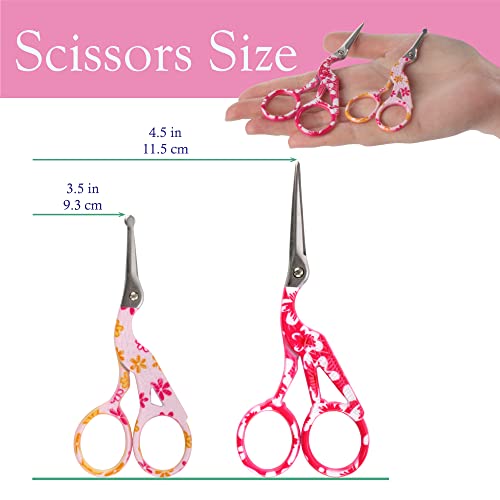Stork Bird Rounded Safety Tip Embroidery Craft Stainless Steel Crane Scissors - Assortment B - 2 Pairs - color: Assortment B, size: 2 Pairs