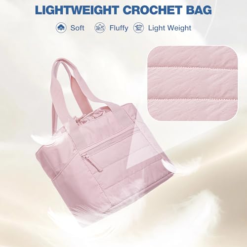 Teamoy Small Knitting Bag, Yarn Storage Tote, Crochet Bag Organizer, Pink - color: Pink