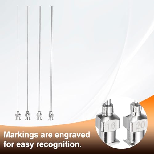 HARFINGTON 10pcs Dispensing Needles 16 Gauge 6 Inch Stainless Steel Blunt Tip Luer Connector for Refilling Glue Oil Thick Liquids Ink Lab Use, Silver - size: 16G 6"