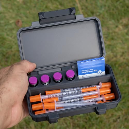Peptide Case with 4 3ml Vial Slots, Syringe and Skin Wipe Compartments