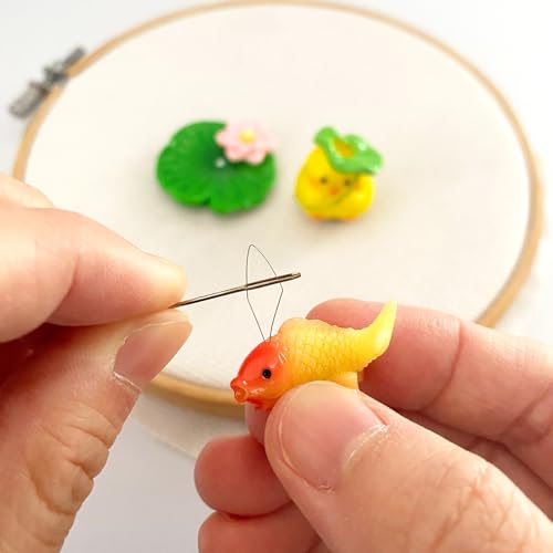 Magnetic Lotus Flower Leaf Needle Minder Chick Needle Holder and Fish Threader for Cross Stitch Embroidery Sewing Needlework Craft Supplies