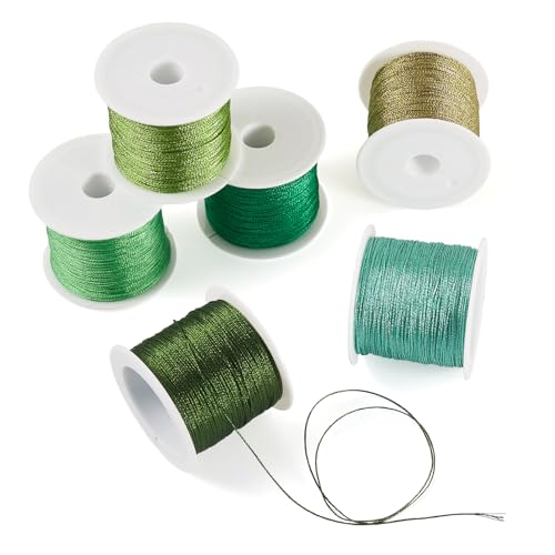 KISSITTY 328 Yards 6 Rolls Polyester Braided Metallic Thread Embroidery Threads Thin Beading String Jewelry Beading Thread for Jewelry Making Embroidery DIY Braided Bracelets Sewing Craft Bead Weaving - style: Assorted 4