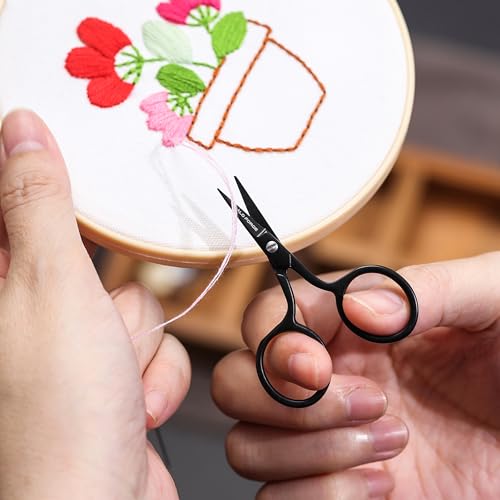 Small Embroidery Scissors: Black Forged Stainless Steel Sharp Straight Pointed Tip Shears Precision Snips Detail Thread Yarn for Sewing Cross Stitch Needlework, 2.5 inch - style: 2.5" mini embroidery scissors