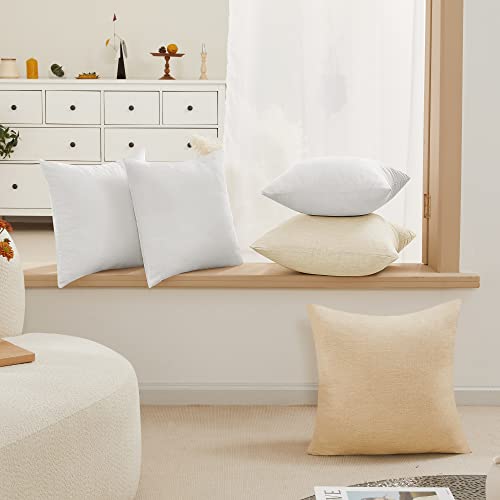 Deconovo Faux Linen Throw Pillow Covers for Sofa and Couch, Hidden Zipper - color: Linen Natural White, size: 18" x 18" (Pack of 4)