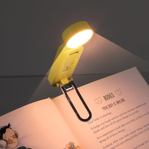 VAVOFO USB Rechargeable Book Light, Bookmark Clip on LED Reading Light - color: Yellow