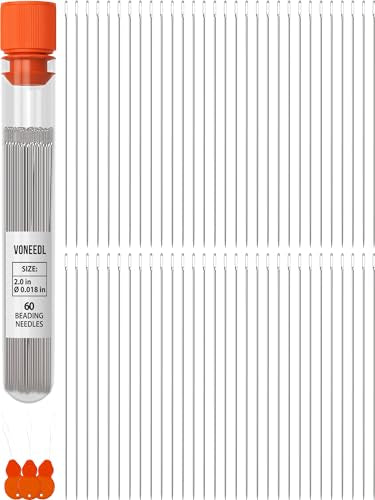 VONEEDL 60 Straight Beading Needles with Convenient Storage Tube Size 10-0.45mm (0.017in) Extra Fine Seed Beads Needles - Perfect Bead and Sequin Embroidery, Jewelry Making, Crafting, and DIY - size: #10 - 0.45mm, style: 60pcs
