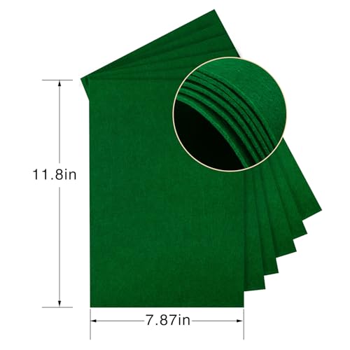 HaoFeiJH Green Felt Fabric Sheets - 6PCS Stiff Felt Squares, 8x12 A4, 2mm, Sewing, Craft, DIY - color: 2mm Green
