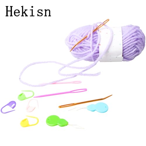 Hekisn 25Pcs Large Eye Blunt Yarn Needles kit, Assorted Sizes Bent Tapestry Darning Needle, Sewing Needles with Needle Threaders & Stitch Markers for Knitting Crochet (Orange) - color: Orange