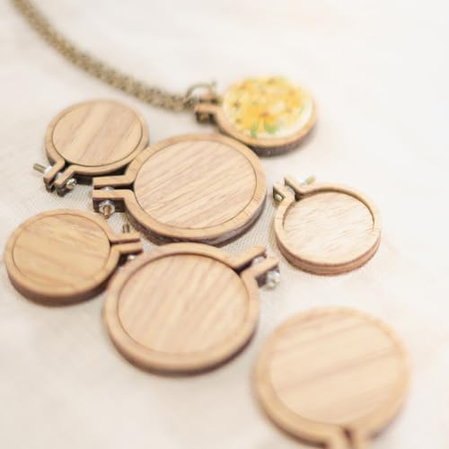 HARFINGTON 10Pcs Mini Embroidery Hoop 2" x 0.87" Tiny Oval Vertical Cross Stitch Hoops Small Wood Ring Circle for DIY Pendant Keychain Display Frame