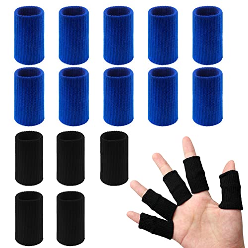 20 Pcs Finger Sleeves Protectors, Elastic Sport Finger Sleeves, Blue/Black - color: Blue,black