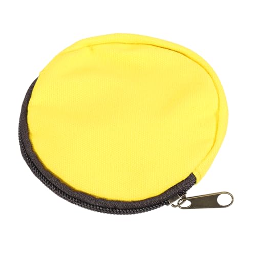 uxcell Mini Canvas Coin Purse Pouch, 3.9" Blank Round Mini Coin Wallet Small Change Purses Portable Organizer Bags with Zipper for Women Men Home DIY, Yellow - color: Yellow
