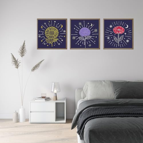 Louise Maelys 3Pcs Tarot Flower Embroidery Kit for Beginners DIY Craft Kit - color: Floral Tarot