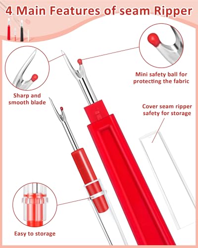 FIVEIZERO Seam Rippers for Sewing – 2 Big and 2 Small Stitch Remover Tools, Thread Ripper, Embroidery Removal Tool with Thread Snips - size: Basic Edition