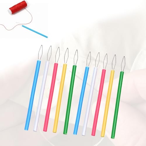 Set of 10 Needle Threaders Tool Cylindrical Handle for Hand Sewing Embroidery Cross Stitch Beading Threading DIY(Multicolor) - color: Multicolor