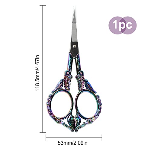 SUNNYCLUE 4.67Inch Stainless Steel Embroidery Sewing Scissor Retro-Style Bird Needlework Sewing Scissor for Fabric Paper Cutting Craft Threading Household Daily Use Cross-Stitch, Multi-Color - color: Rainbow Color-1pc-bird Scissors