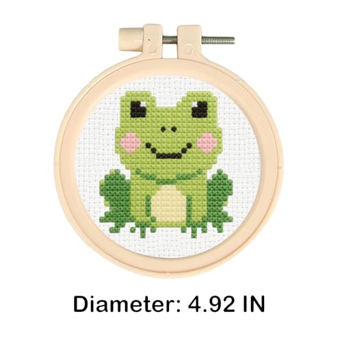 57lilina Cross Stitch Kits for Kids, 6 Set Easy Beginner Embroidery Pattern - color: Frog+Bee+Owl+Dinosaur+Monkey+Fish