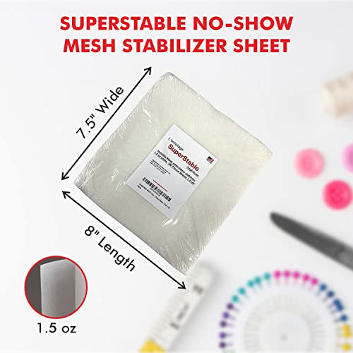 Superpunch No Show Mesh Stabilizer, 1.5 oz, White, 7.5 x 8 in, 100 Sheets - color: White, size: 7.5 inch x 8 inch, 100 Precut Sheets