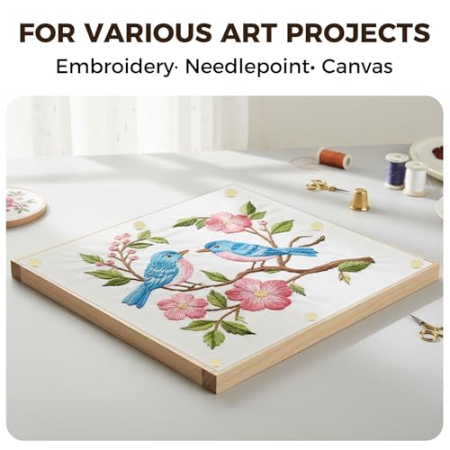 24 Pcs Stretcher Bars for Needlework, 6 Sizes(6/8/10/12/14/16Inch) Wooden Canvas Stretcher Bars with 100 Tacks, Remover, Wooden Stretcher Bars for Canvas