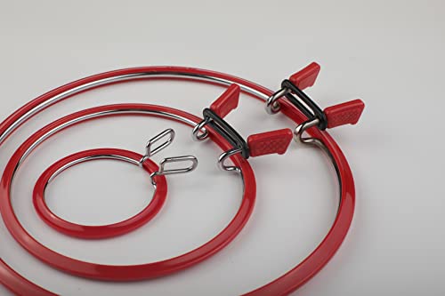 Nurge Metal Embroidery Hoops - Premium Spring Tension Embroidery Hoop for Cross Stitch - Durable Ring with Quick Release Safety Clip - Ideal for Crafters,Beginners & Professionals - Red - Small - color: Red, size: Small