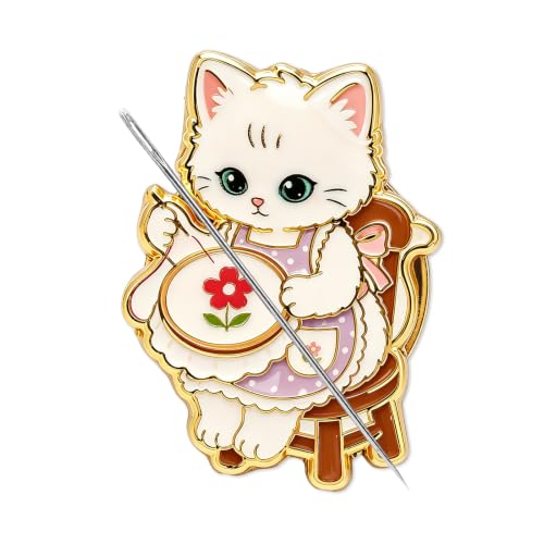 Cat Needle Minder Magnet, Adorable Cat Magnetic Needle Minder for Sewing Funny Needlework Accessory Suitable for Embroidery Sewing Needlepoint & Cross Stitch