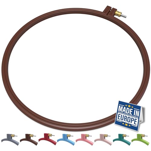 Maker Susan Plastic Embroidery Hoop, Hello Series Cross Stitch Hoops for Beginners, Punch Needle Hoop, Embroidery Frames for Sewing, Needlework, Embroidery Projects (Brown, Large 9.45" (24 cm)) - color: Brown, size: Large 9.45" (24 cm)