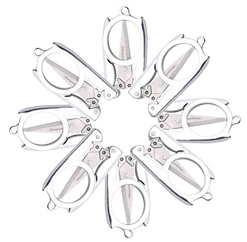 Shapenty Stainless Steel Folding Portable Travel Scissors Small Pocket Foldable Paper String Craft Shred Scissors, 15 Pack